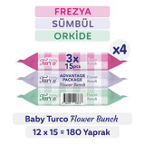Baby Turco Flower Bunch 15 Yaprak 12'li Paket Islak Mendil