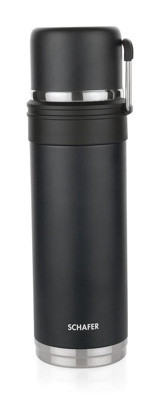 Schafer Iron Man Çelik 650 ml Matara Termos Siyah