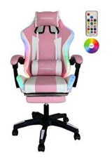 Fashcolle Ledli Ortopedik Masajlı Suni Deri Oyuncu Koltuğu Pembe