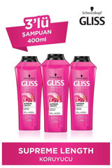 Gliss Supreme Length Onarıcı Tüm Saçlar İçin Sade Standart Unisex Şampuanı 3x400 ml