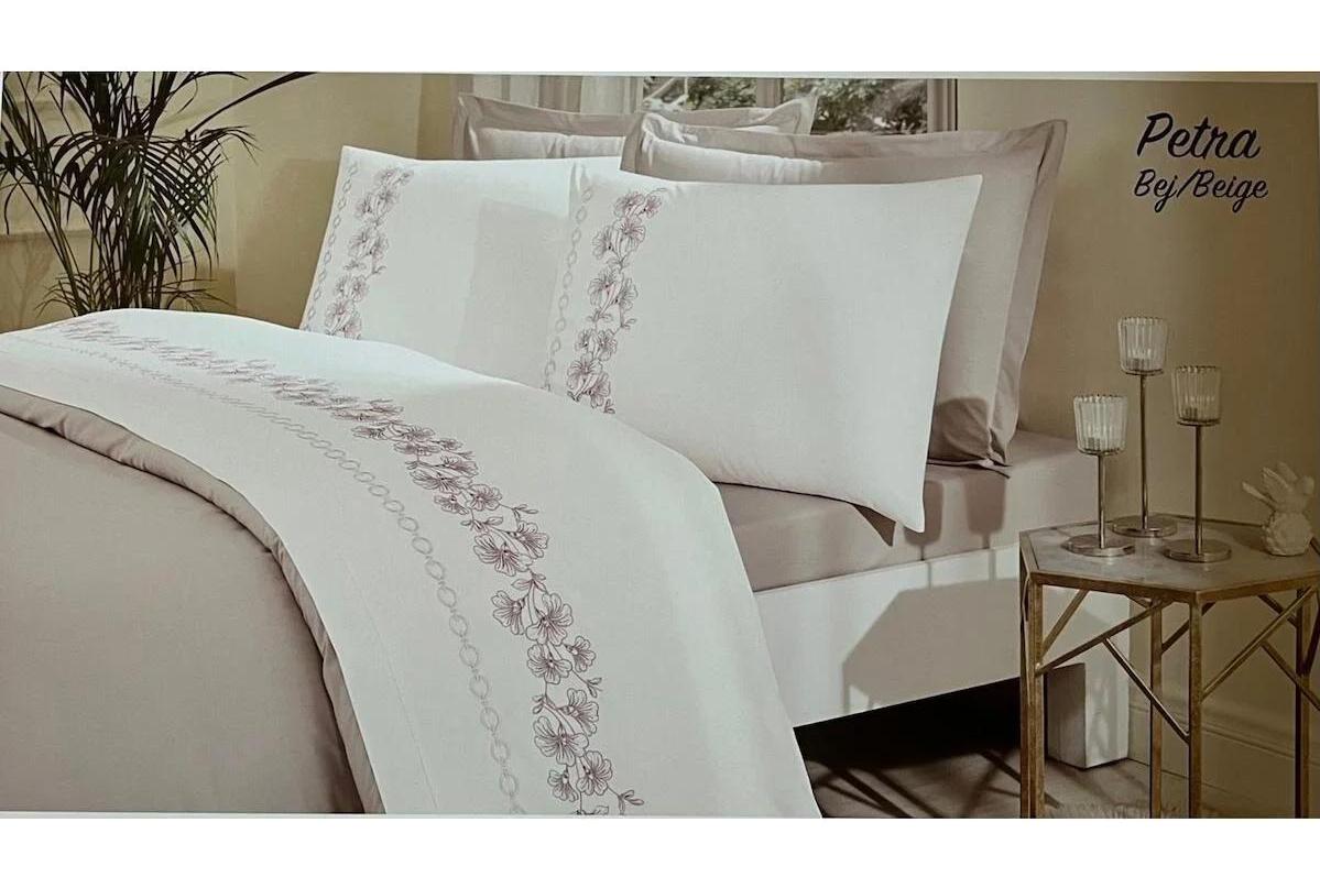 Özdilek Boutique Petra Pamuk Dört Mevsim 200 x 220 cm Desenli Çift Kişilik Nevresim Takımı Bej