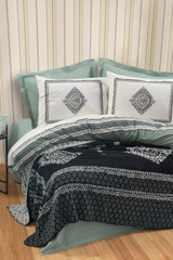 Cotton Box Hardy Pamuk Dört Mevsim 200 x 220 cm Desenli Çift Kişilik Nevresim Takımı Yeşil