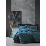 Cotton Box Plain Pamuk Dört Mevsim 200 x 220 cm Çift Kişilik Nevresim Takımı Mavi Siyah