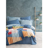Cotton Box Cosy Pamuk Dört Mevsim 200 x 220 cm Desenli Çift Kişilik Nevresim Takımı Mavi