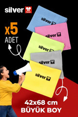 Silver Home Dekoratif Cam Büyük Boy 5x1'li Mikrofiber Temizlik Bezi
