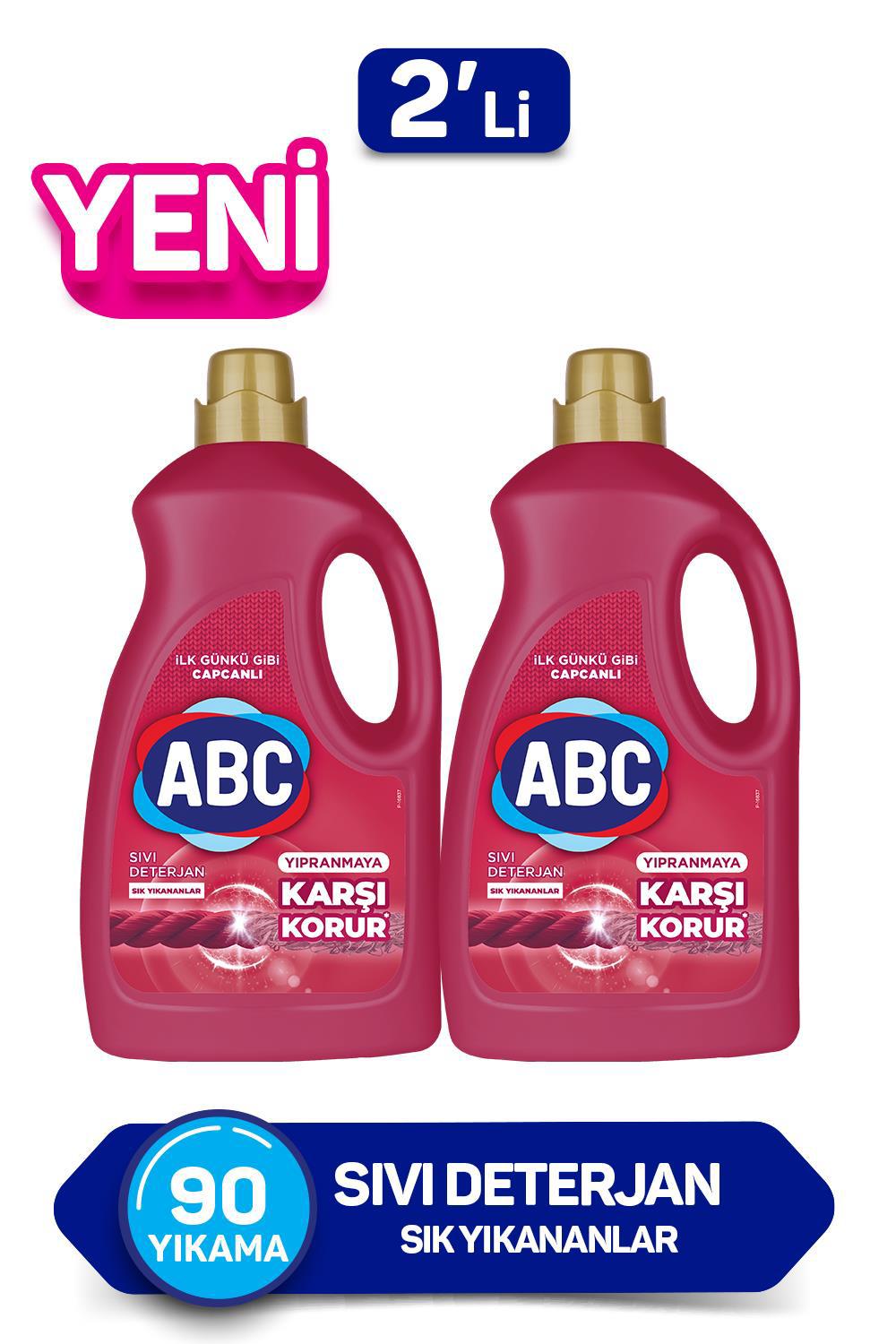 Abc Renkliler İçin 90 Yıkama Sıvı Deterjan 2x2.7 lt