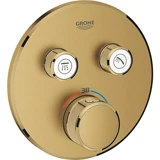 Grohe Grohtherm Krom Çift Delikli Çevirmeli Ankastre Kare Banyo Bataryası Altın