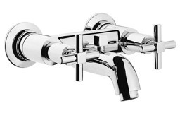Artema Juno A40868 Krom Çift Delikli Çevirmeli Yarı Ankastre Kare Banyo Bataryası Gümüş