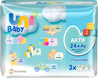 Uni Baby Aktif Oyna Öğren 52 Yaprak 3'lü Paket Islak Mendil