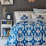 Karaca Home Pamuk Kışlık 200 x 220 cm Çiçekli Çift Kişilik Nevresim Takımı Mavi