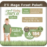 Baby Turco Doğadan 6 Numara Organik Külot Bebek Bezi 184 Adet