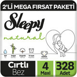 Sleepy Natural 4 Numara Organik Cırtlı Bebek Bezi 328 Adet