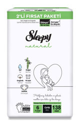 Sleepy Natural 6 Numara Organik Cırtlı Bebek Bezi 138 Adet