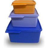 Tupperware 3 Parça Kare Plastik Saklama Kabı