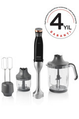 Arzum Ar1115-S 1.5 lt Plastik Turbo Fonksiyonu 1500 W 6 Bıçaklı 4'lü Blender Seti Siyah