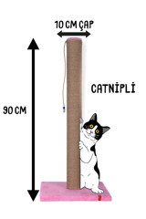 Pugalo Oyuncaklı Kedi Otlu 90 cm Kedi Tırmalama Direği Pembe