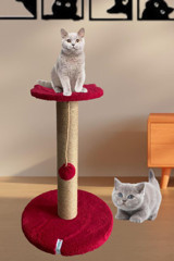 Nursoft Oturaklı Oyuncaklı 42 cm Kedi Tırmalama Direği Kırmızı