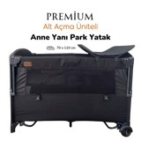 Reyo Premium Alüminyum 25 kg Kapasiteli Ayarlanabilir Taşınabilir Katlanabilir Ara Katlı 110 cm x 70 cm Sallanan Anne Yanı Park Yatak Siyah
