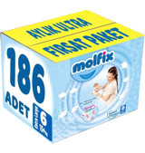 Molfix Anne Kucağı Gibi Rahat 6 Numara Bantlı Bebek Bezi 186 Adet