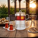 Karaca Aqualine Borosilikat Cam Şeffaf Kulplu Çaydanlık Şeffaf