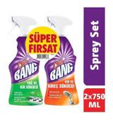 Cillit Bang Yağ Çözücü ve Kireç Çözücü Konsantre Sprey Banyo Temizleyici 2x750 ml