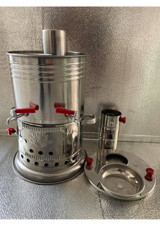 ÖZ-EL 5 lt Çelik Tek Demlikli Çift Musluklulu Elektrikli Semaver Gümüş