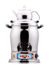 Üret Çelik 2000 W 12 lt Çelik Tek Demlikli Çift Musluklulu Elektrikli Semaver Gümüş