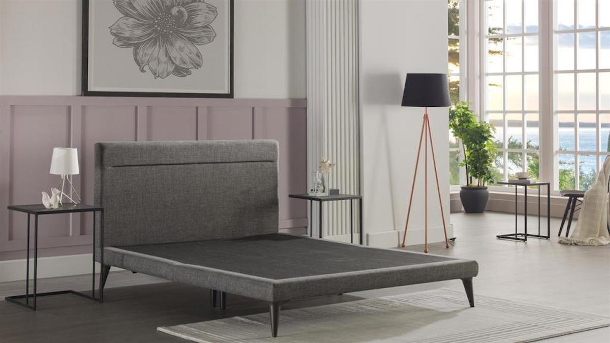 Bellona Flexy 140x190 cm Başlıklı Tek Kişilik Baza Seti Gri