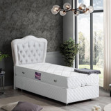 Setay Mobilya Camelli 110x200 cm Başlıklı Yataklı Sandıklı Tek Kişilik Baza Seti Beyaz