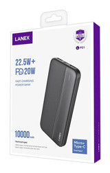 Lanex LP01 10000 mAh Micro USB Type C Powerbank Siyah