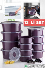 Nandy Home 24'lü Yuvarlak Plastik Saklama Kabı Bordo