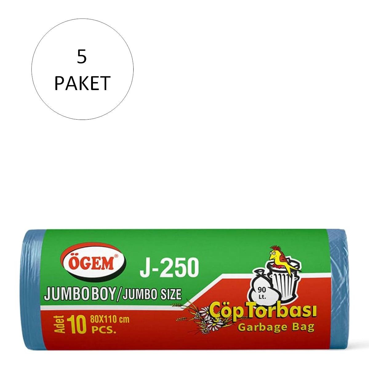 Ögem J-250 Jumbo Boy 80x110 cm Çöp Poşeti 5x10 Adet Mavi