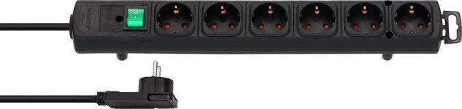 Brennenstuhl Comfort-Line Plus Kalın Topraklı Anahtarlı 6'lı 2 m Uzatma Kablosu Siyah