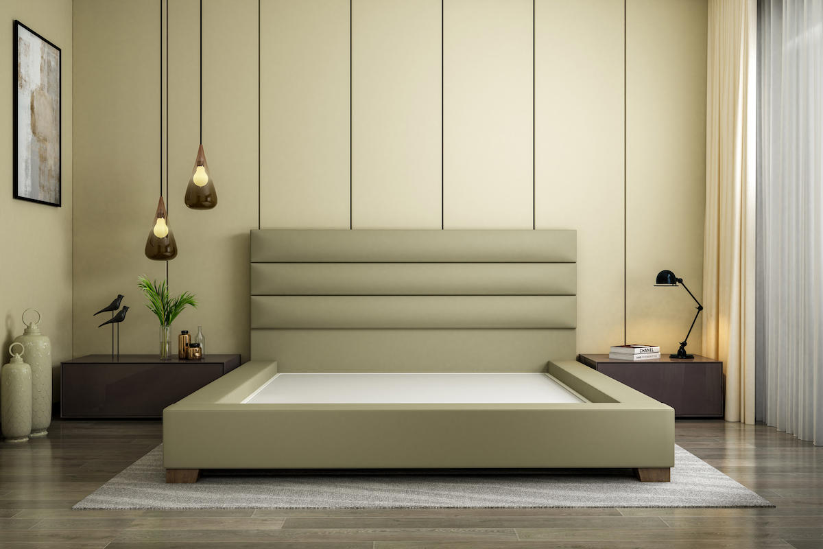 Moly 200x200 cm Başlıklı Çift Kişilik Baza Yeşil