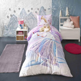 Taç Frozen Breezy Pamuk 160x220 cm Çarşaflı Lastikli Frozen Tek Kişilik Nevresim Takımı Lila