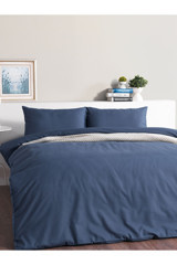 Doqu Home Pure Line Pamuk 160x220 cm Çarşaflı Düz Renk Tek Kişilik Nevresim Takımı Lacivert