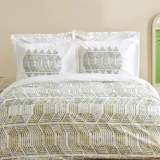 Karaca Home Jenik Pamuk 200x220 cm Çarşaflı Geometrik Tek Kişilik Nevresim Takımı Yeşil