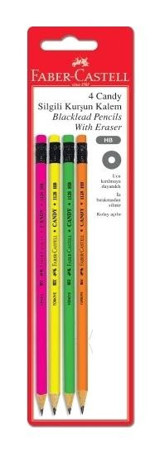 Faber-Castell Blister 4'lü Silgili Yuvarlak Siyah HB Kurşun Kalem Seti