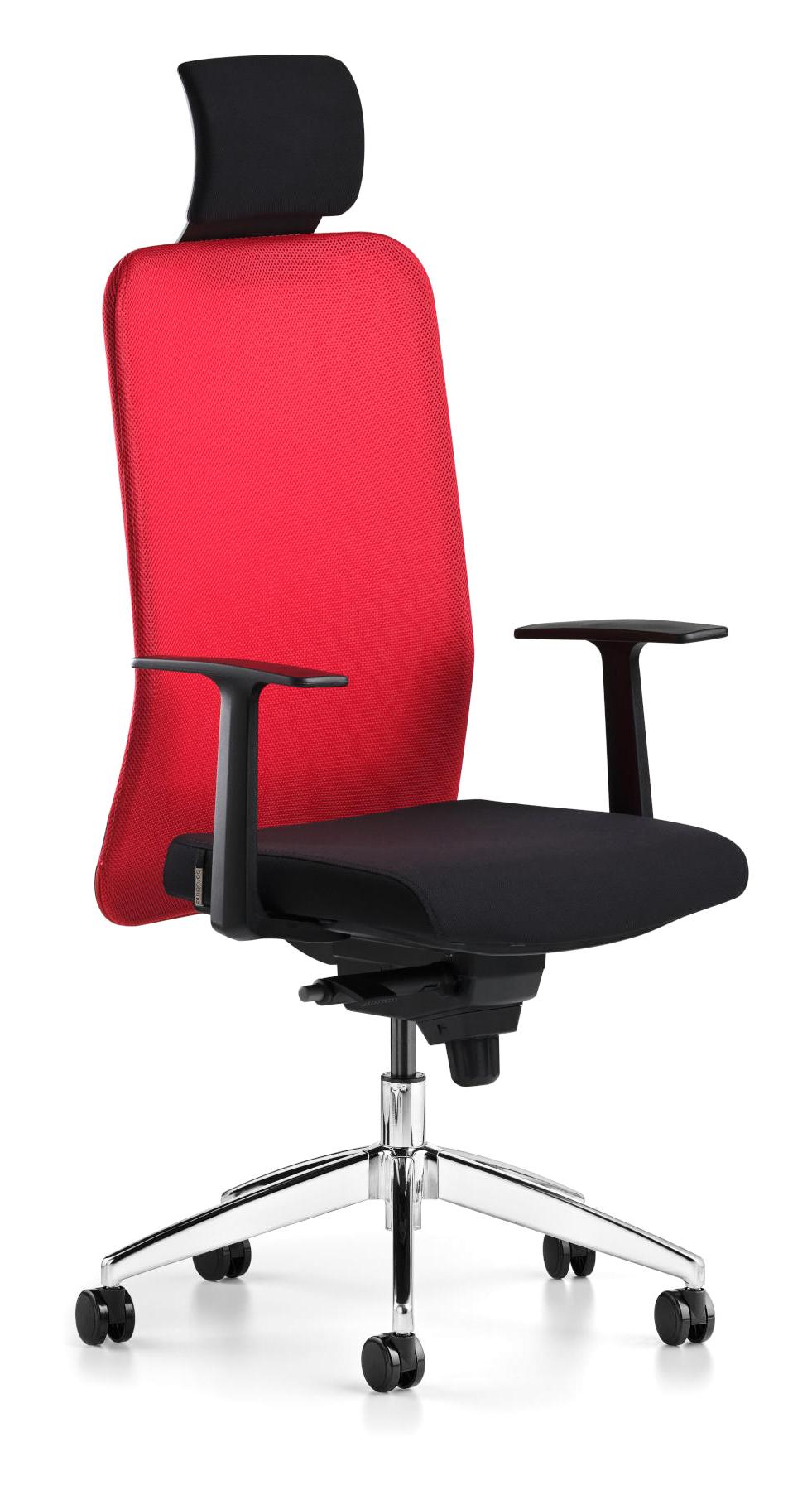 Bürotime Comfy Başlıklı Kolçaklı Dönerli Kırmızı-Siyah Çalışma Sandalyesi