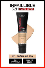 L'oréal Paris Infaillible 32h Matte Cover 155 Serum Tüp Fondöten 30 ml
