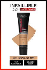L'oréal Paris Infaillible 32H Matte Cover 260 Serum Tüp Fondöten 30 ml