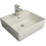 Bocchi Milano 1216-062-0126 Klasik Tekli 50 cm Seramik Tezgah Üstü Dikdörtgen Lavabo Parlak Beyaz