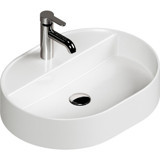 Aqua Bagno Bianzo Tekli 42 cm Seramik Tezgah Üstü Oval Lavabo Beyaz