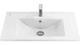 Creavit SU085 Klasik Tekli 85 cm Seramik Tezgah Üstü Dikdörtgen Lavabo Beyaz