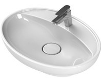 Turkuaz Cerastyle Lal C Klasik Tekli 60 cm Seramik Tezgah Üstü Oval Lavabo Beyaz