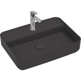 Isvea Infinity Klasik Tekli 55 cm Seramik Tezgah Üstü Dikdörtgen Lavabo Antrasit