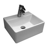 Serel 2041txs110h Klasik Tekli 35 cm Seramik Tezgah Üstü Dikdörtgen Lavabo Beyaz