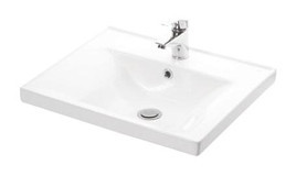 Lapino Sava Klasik Tekli 55 cm Porselen Tezgah Üstü Dikdörtgen Lavabo Beyaz
