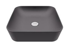 Creavit UL040-00AM Dekoratif Tekli 40 cm Seramik Tezgah Üstü Kare Lavabo Mat Antrasit