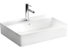 Vitra Nuo Tekli 60 cm Seramik Tezgah Üstü Dikdörtgen Lavabo Beyaz